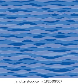 Vector Blue Wavy Stripes Water Seamless Pattern