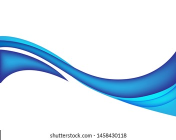 Vector Blue Wavy Wave Abstract Swoosh Background. Wavy Waves Banner Color Line For Web Banner. 