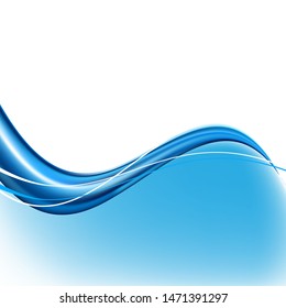 Vector blue wavy wave abstract swoosh background. Wavy waves banner color line for web banner. 
