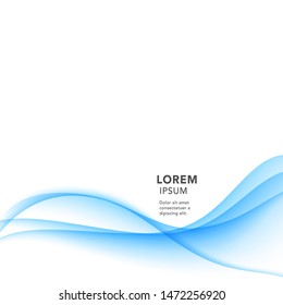 Vector blue wavy wave abstract swoosh background. Wavy waves banner color line for web banner. 