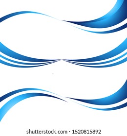 Vector blue wavy wave abstract swoosh background. Wavy waves banner color line for web banner.
