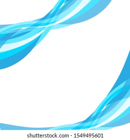 Vector blue wavy wave abstract swoosh background. Wavy waves banner color line for web banner. 