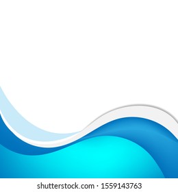 Vector blue wavy wave abstract swoosh background. Wavy waves banner color line for web banner. 