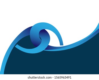 Vector blue wavy wave abstract swoosh background. Wavy waves banner color line for web banner. 