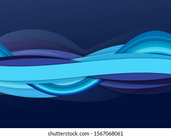 Vector blue wavy wave abstract swoosh background. Wavy waves banner color line for web banner. 