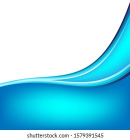 Vector blue wavy wave abstract swoosh background. Wavy waves banner color line for web banner. 