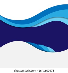 Vector blue wavy wave abstract swoosh background. Wavy waves banner color line for web banner. 