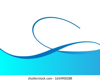 Vector blue wavy wave abstract swoosh background. Wavy waves banner color line for web banner. 