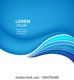Vector blue wavy wave abstract swoosh background. Wavy waves banner color line for web banner. 