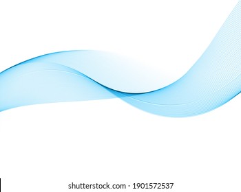 Vector Blue Wavy Wave Abstract Swoosh Background. Wavy Waves Banner Color Line For Web Banner. 