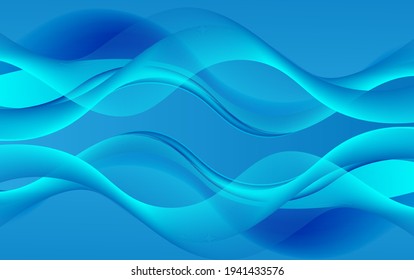 Fondo de oscilación abstracto de onda ondulada azul vectorial. Línea de color de pancarta de ondas onduladas para banner web. 