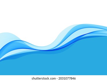 Vector blue wavy wave abstract swoosh background. Wavy waves banner color line for web banner. 