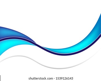 Vector blue wavy wave smooth abstract swoosh background. Wavy waves banner color line for web banner.
