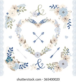 Vector blue wedding / Blue flowers / Flower arrangement