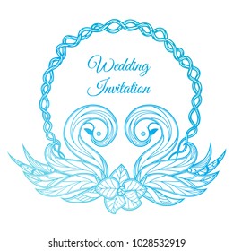 Vector blue wedding invitation