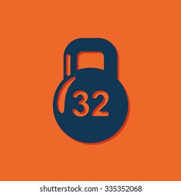 Vector blue weight icon on orange background 