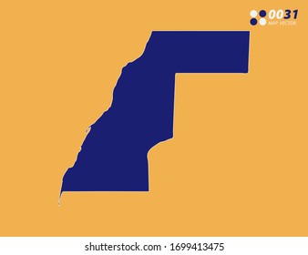 Vector blue of Western Sahara map on yellow background.