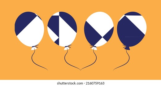 Globos vectoriales azules y blancos. Ilustración para el diseño de la fiesta. Fondo del conjunto de globos.