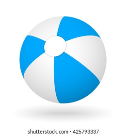 vector blue white beach ball with the light shadow for the beach ball game