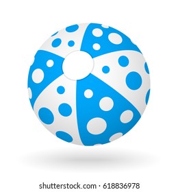 vector blue white beach ball with the light shadow for the beach ball game
