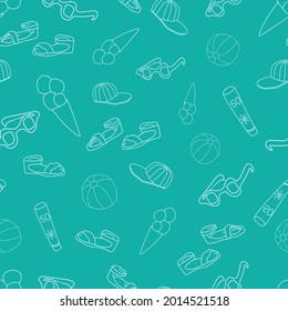 Vector Blue White Beach Doodle Background pattern