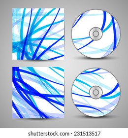 Vector blue and white cd cover  set for your design, abstract Illustration.