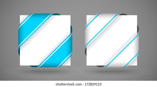 vector blue and white christmas corner ribbons with light shadow