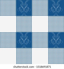 Vector blue and white Gingham Check Seamless Pattern illustration for printing on paper, wallpaper, covers, textiles, fabrics, for decoration, decoupage, and other.