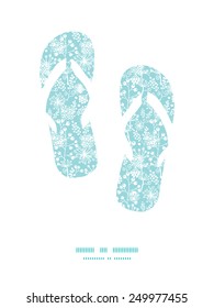 Vector blue and white lace garden plants flip flops silhouettes pattern frame