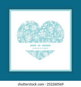 Vector blue and white lace garden plants heart symbol frame pattern invitation greeting card template