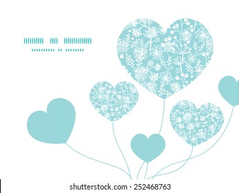 Vector blue and white lace garden plants heart symbol frame pattern invitation greeting card template
