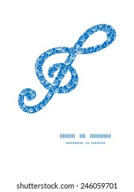 Vector blue white lineart plants gclef musical silhouette pattern frame