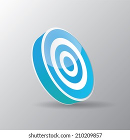 vector blue and white target icon. vector glossy target symbol design element