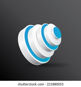 vector blue and white target icon on black. vector glossy target symbol design element