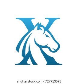 Vector Blue Wild Horse Initial X Business Logo 