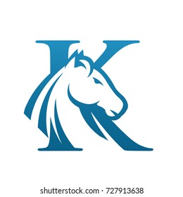 Vector Blue Wild Horse Initial K Business Logo 
