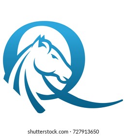 Vector Blue Wild Horse Initial Q Business Logo 