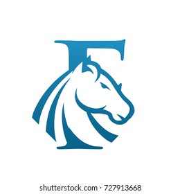 Vector Blue Wild Horse Initial F Business Logo 