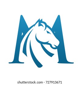 Vector Blue Wild Horse Initial M Business Logo 