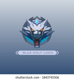 Vector of blue wolf logo on blue background