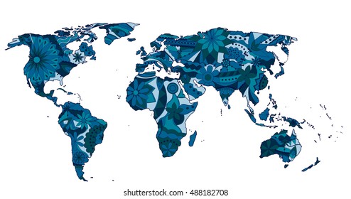 vector blue world map
