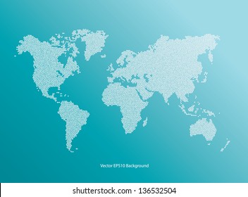 Vector blue World Map dotted