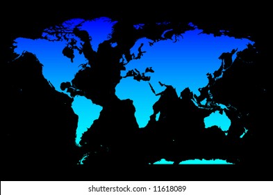 Vector Blue world map on black background