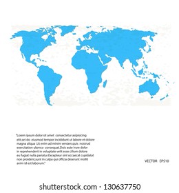 vector blue world map on white background,eps 10