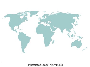 Vector  Blue world map on white background. 