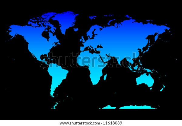 Vector Blue World Map On Black Stock Vector (Royalty Free) 11618089