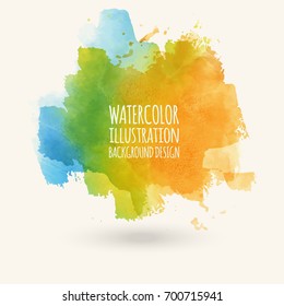Vector blue yellow brush strokes. Watercolor Grunge isolated elements. Smoke brushes for your design. Freehand. Ink splash. Acrylic stamp. Vector illustration