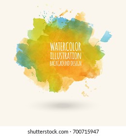 Vector blue yellow brush strokes. Watercolor Grunge isolated elements. Smoke brushes for your design. Freehand. Ink splash. Acrylic stamp. Vector illustration