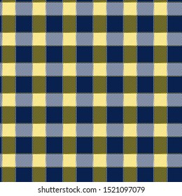 Vector blue and yellow Buffalo Check Plaid Seamless Pattern illustration for printing on paper, wallpaper, covers, textiles, fabrics, for decoration, decoupage, and other.