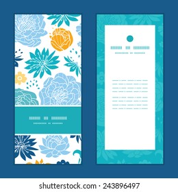 Vector blue and yellow flowersilhouettes vertical frame pattern invitation greeting cards set